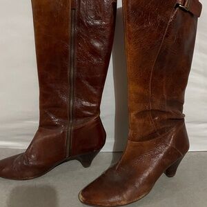 Women’s Nine West Knee High Full Zip Cognac Boots